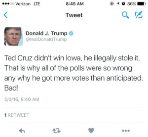 Taken from http://gawker.com/donald-trump-says-ted-cruz-broke-the-law-to-win-iowa-1756820310